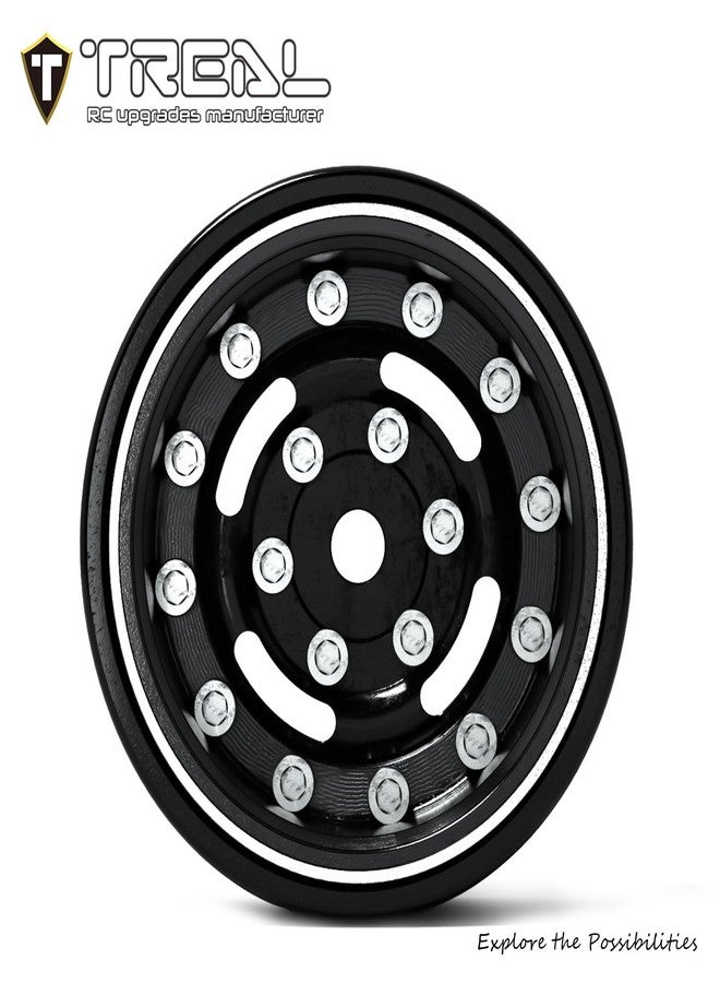 TREAL 1.0 Beadlock Wheels Deep Dish Rims (4P) for SCX24 AX24 FCX24 TRX4M 1/24 1/18 Crawler Car-Type F(Black) - Image 3